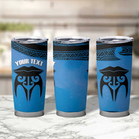 Personalised Moko Kauae New Zealand Tumbler Cup Maori Chin Tattoo Blue - Polynesian Pride