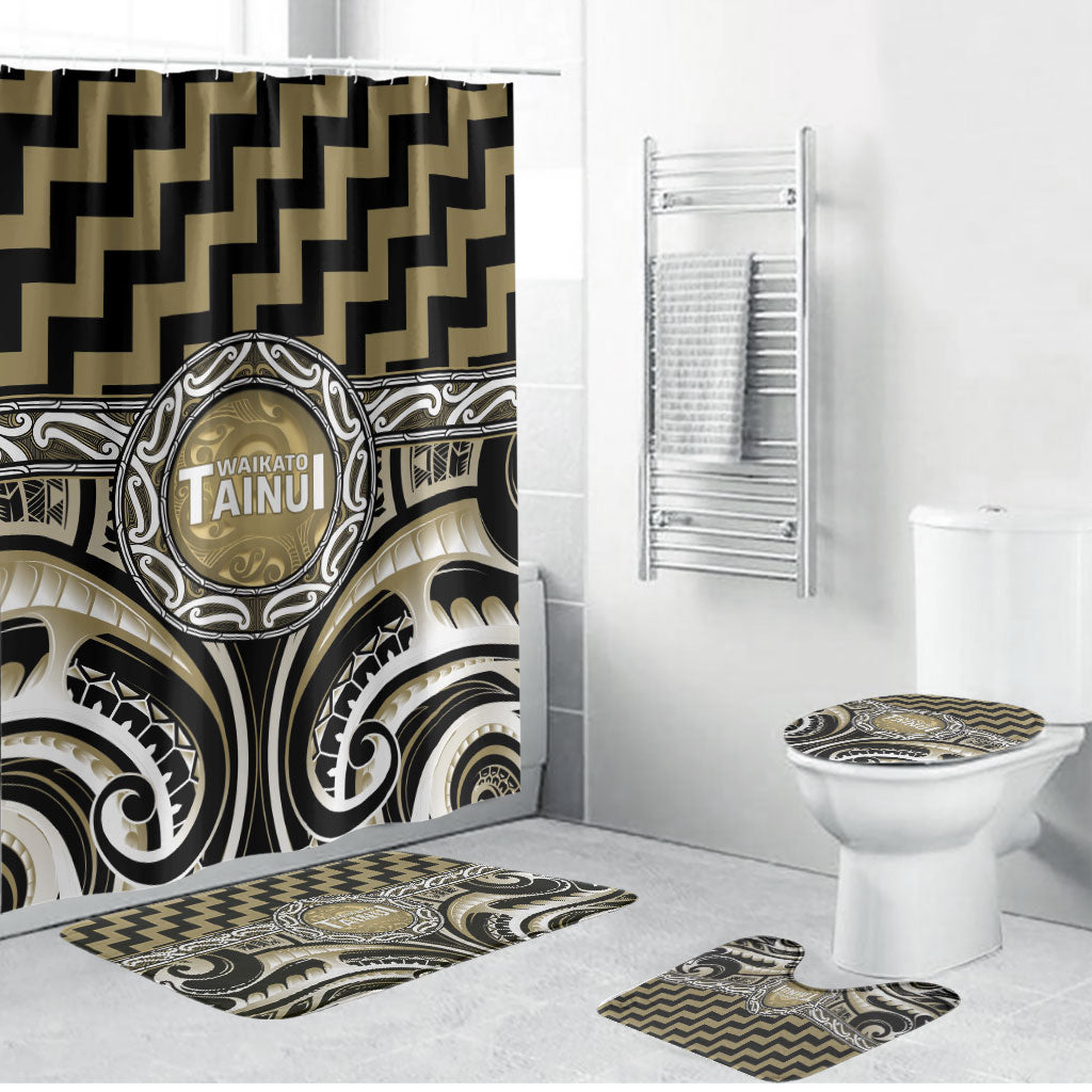Aotearoa Waikato Tainui Bathroom Set Maori Iwi Poutama Puhoro Tattoo LT14 Bathroom Set (4 pcs) Old Yellow - Polynesian Pride