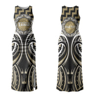 Aotearoa Waikato Tainui Personalised Couples Matching Tank Maxi Dress and Long Sleeve Button Shirt Maori Iwi Poutama Puhoro Tattoo LT14 - Polynesian Pride