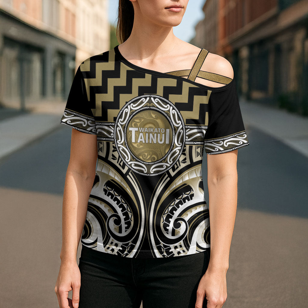 Aotearoa Waikato Tainui Personalised Cross Shoulder Shirt Maori Iwi Poutama Puhoro Tattoo LT14 - Polynesian Pride