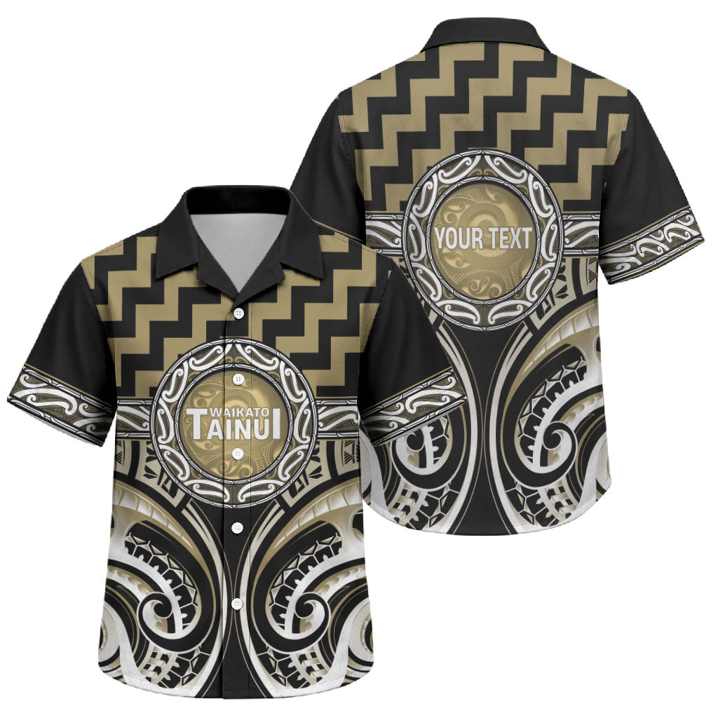 Aotearoa Waikato Tainui Personalised Family Matching Off Shoulder Short Dress and Hawaiian Shirt Maori Iwi Poutama Puhoro Tattoo LT14 Son's Shirt Old Yellow - Polynesian Pride