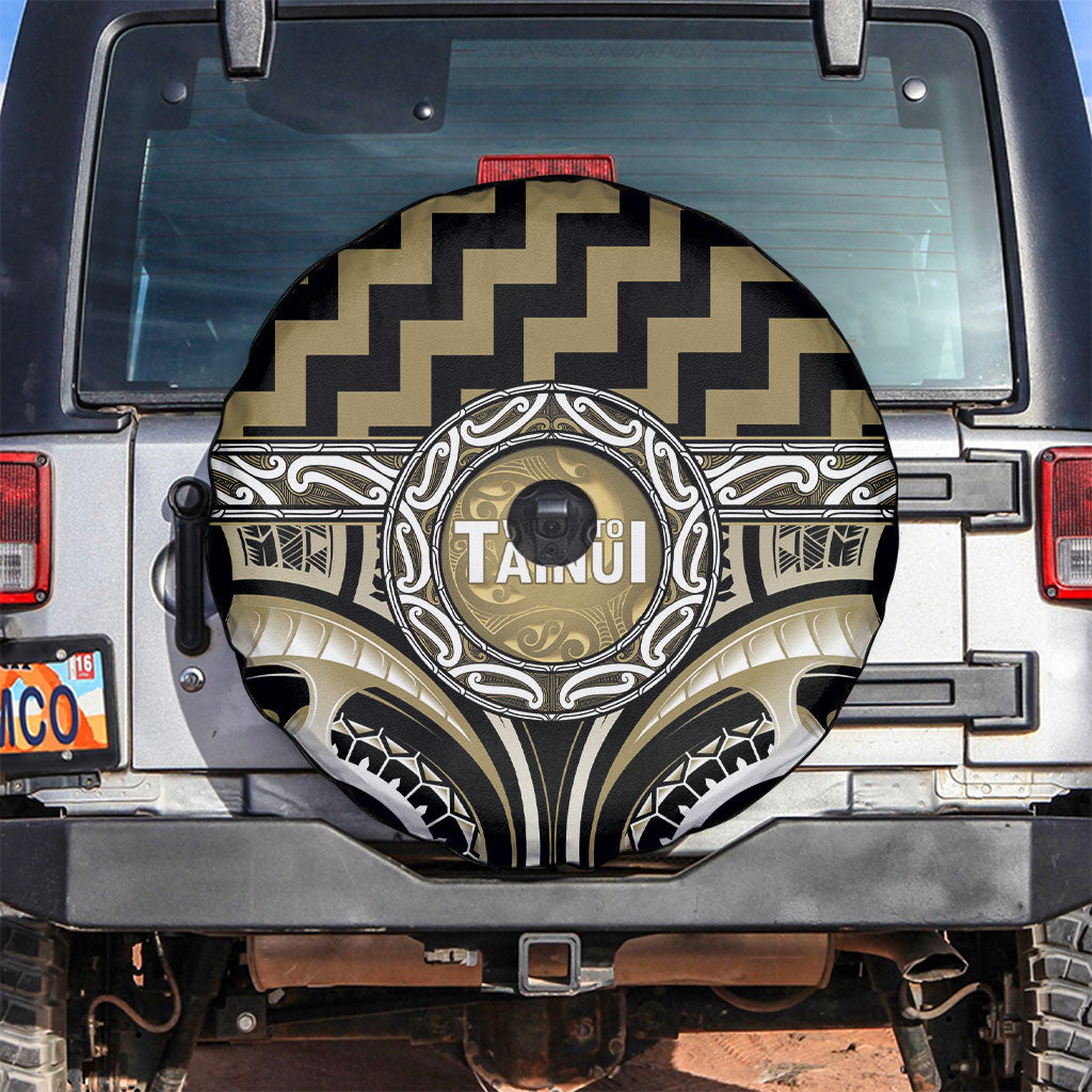 Aotearoa Waikato Tainui Spare Tire Cover Maori Iwi Poutama Puhoro Tattoo LT14 Old Yellow - Polynesian Pride