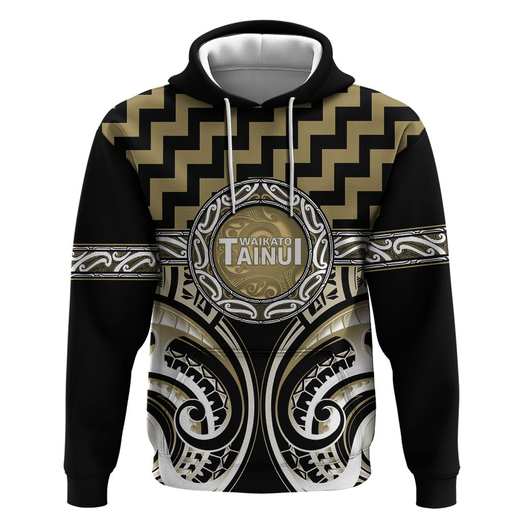 Aotearoa Waikato Tainui Personalised Zip Hoodie Maori Iwi Poutama Puhoro Tattoo LT14 Pullover Hoodie Old Yellow - Polynesian Pride