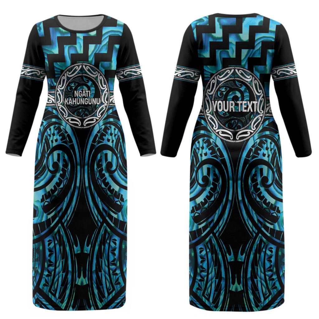 Aotearoa Ngati Kahungunu Personalised Couples Matching Long Sleeve Bodycon Dress and Long Sleeve Button Shirt Maori Iwi Poutama Puhoro Tattoo LT14 - Polynesian Pride