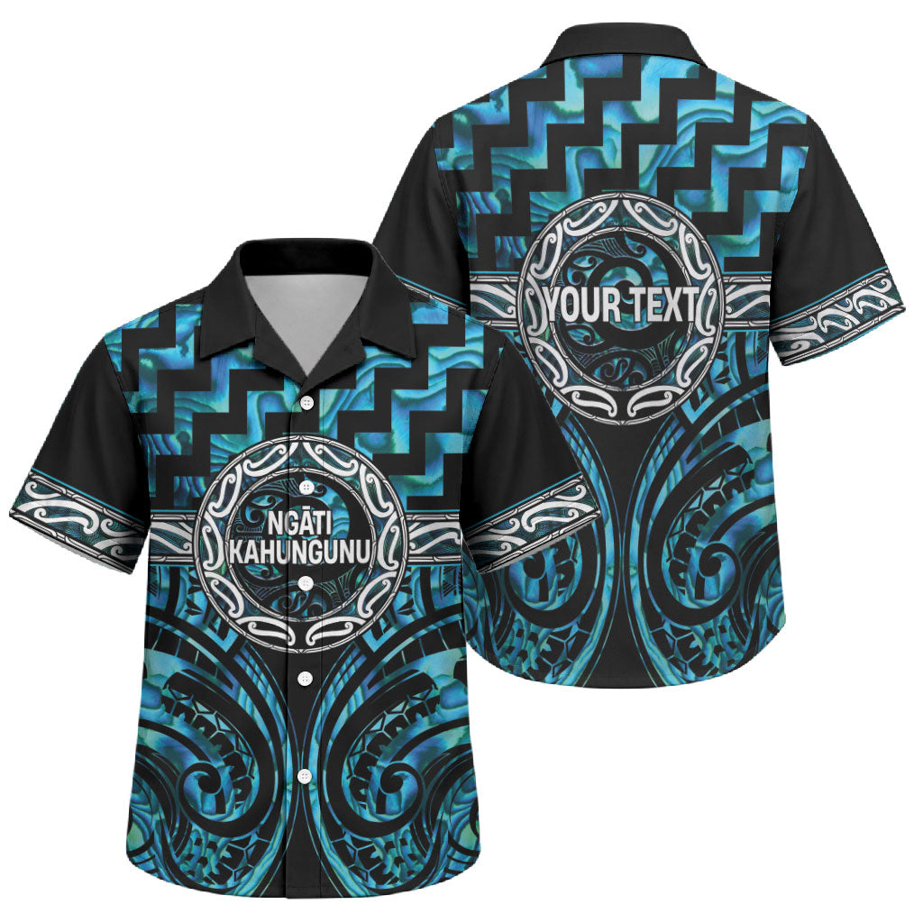 Aotearoa Ngati Kahungunu Personalised Family Matching Off The Shoulder Long Sleeve Dress and Hawaiian Shirt Maori Iwi Poutama Puhoro Tattoo LT14 Son's Shirt Turquoise - Polynesian Pride