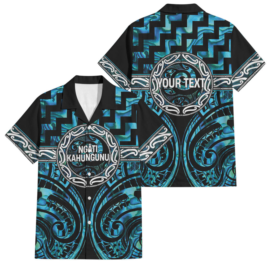 Aotearoa Ngati Kahungunu Personalised Family Matching Off Shoulder Short Dress and Hawaiian Shirt Maori Iwi Poutama Puhoro Tattoo LT14 Dad's Shirt - Short Sleeve Turquoise - Polynesian Pride