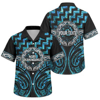Aotearoa Ngati Kahungunu Personalised Family Matching Puletasi and Hawaiian Shirt Maori Iwi Poutama Puhoro Tattoo LT14 Son's Shirt Turquoise - Polynesian Pride