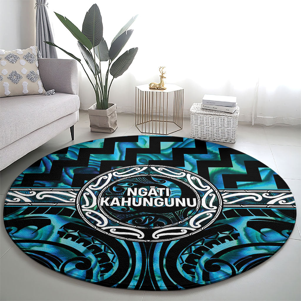 Aotearoa Ngati Kahungunu Round Carpet Maori Iwi Poutama Puhoro Tattoo LT14 - Polynesian Pride