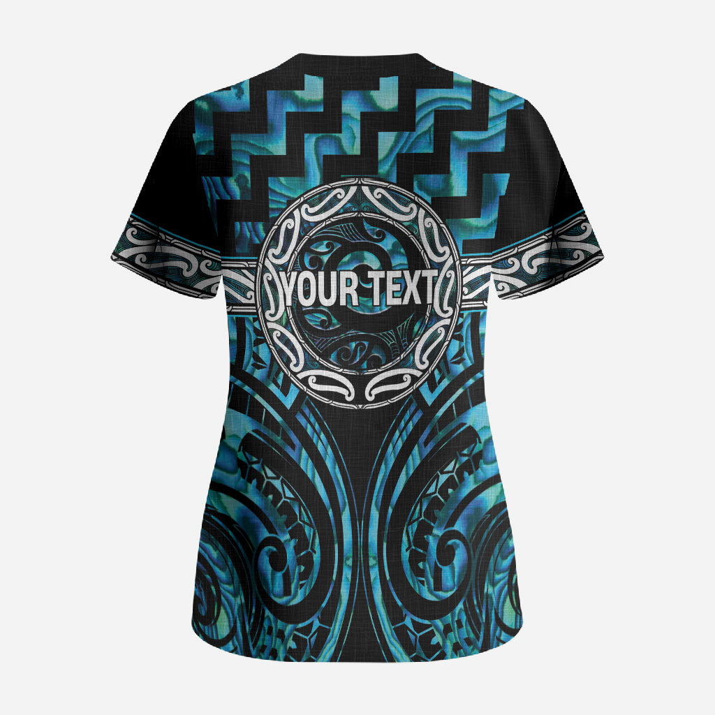 Aotearoa Ngati Kahungunu Personalised Scrub Top Maori Iwi Poutama Puhoro Tattoo LT14 - Polynesian Pride