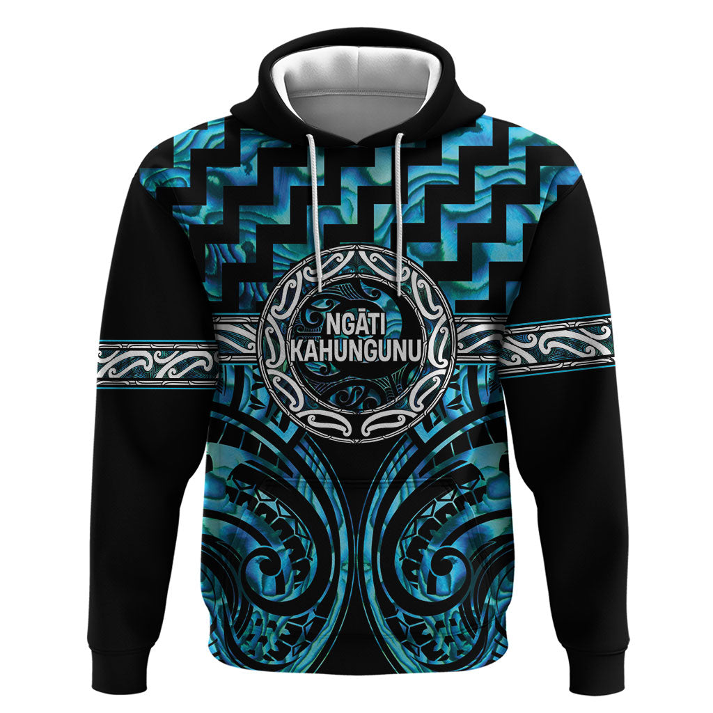 Aotearoa Ngati Kahungunu Personalised Zip Hoodie Maori Iwi Poutama Puhoro Tattoo LT14 Pullover Hoodie Turquoise - Polynesian Pride