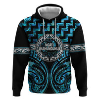 Aotearoa Ngati Kahungunu Personalised Zip Hoodie Maori Iwi Poutama Puhoro Tattoo LT14 Pullover Hoodie Turquoise - Polynesian Pride