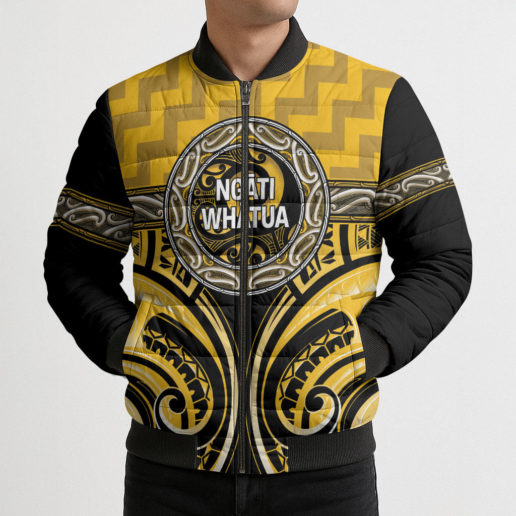 Aotearoa Ngati Whatua Personalised Bomber Puffer Jacket Maori Iwi Poutama Puhoro Tattoo LT14 - Polynesian Pride