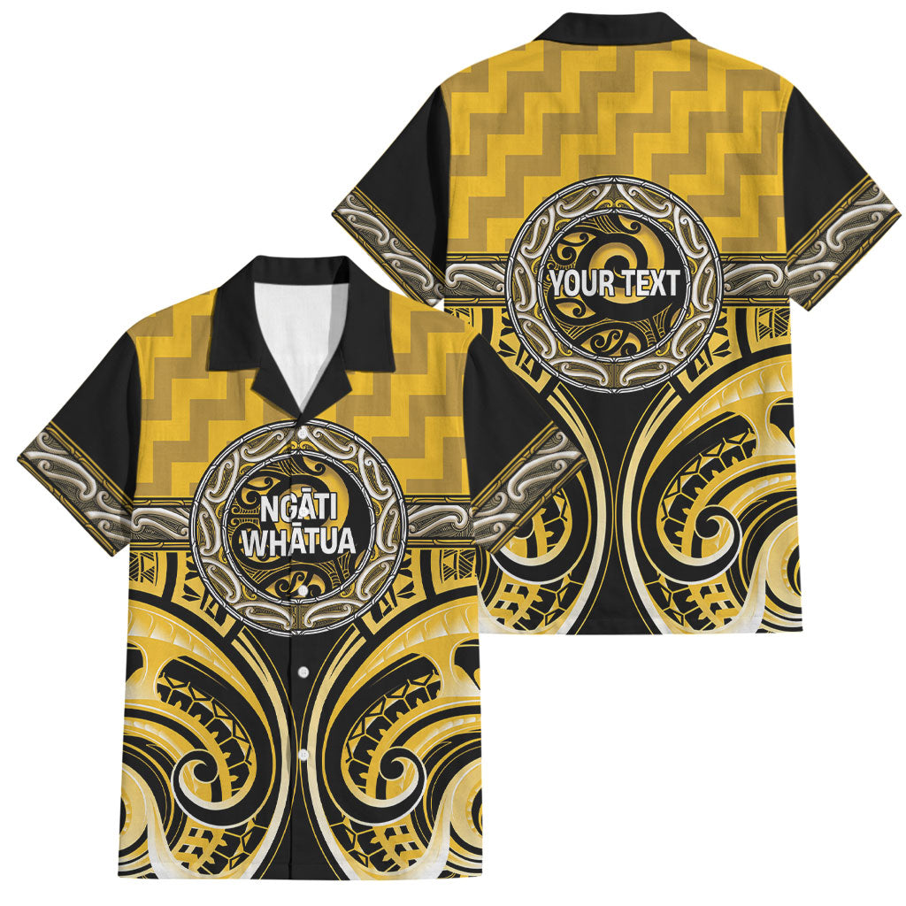 Aotearoa Ngati Whatua Personalised Family Matching Summer Maxi Dress and Hawaiian Shirt Maori Iwi Poutama Puhoro Tattoo LT14 Dad's Shirt - Short Sleeve Yellow - Polynesian Pride
