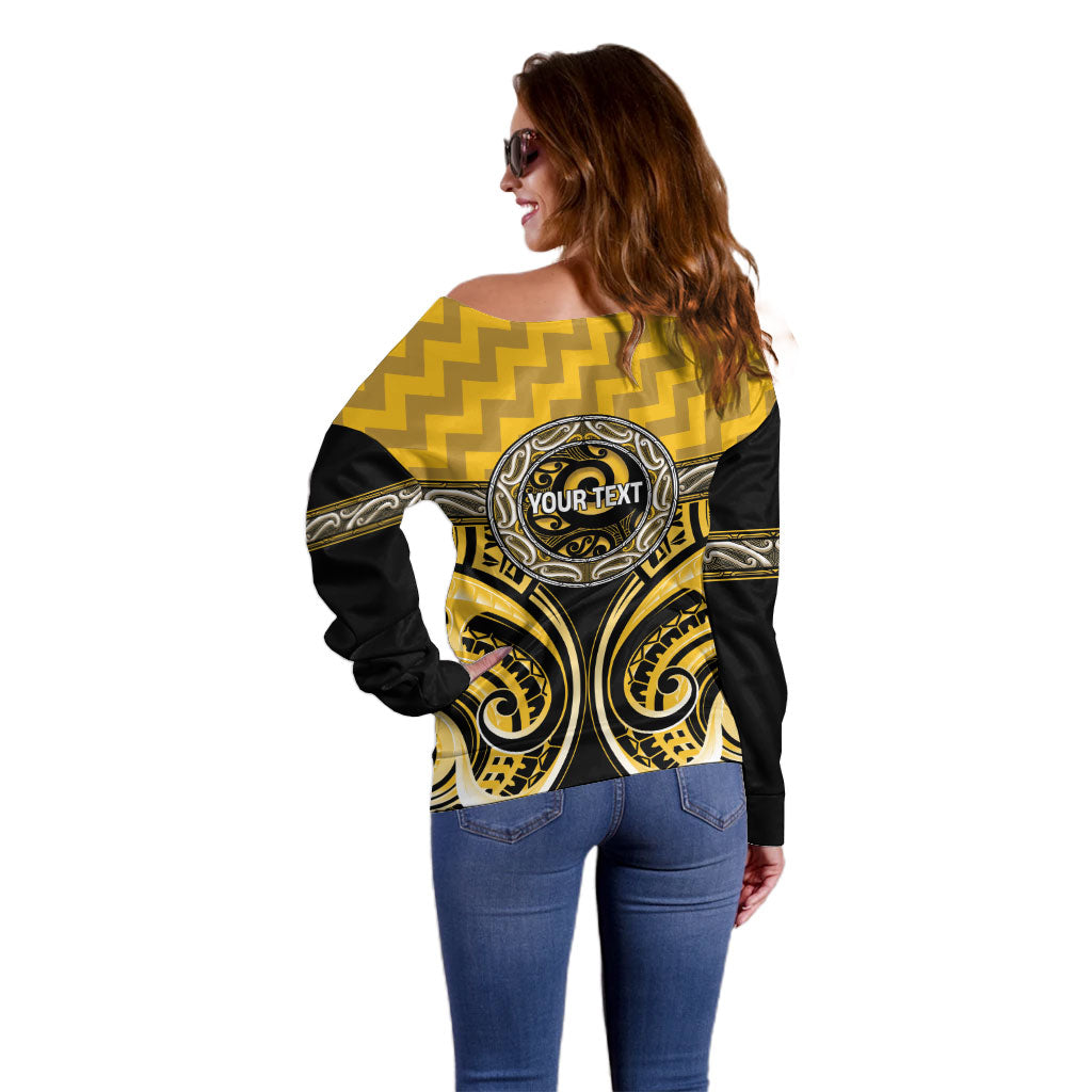 Aotearoa Ngati Whatua Personalised Off Shoulder Sweater Maori Iwi Poutama Puhoro Tattoo LT14 - Polynesian Pride