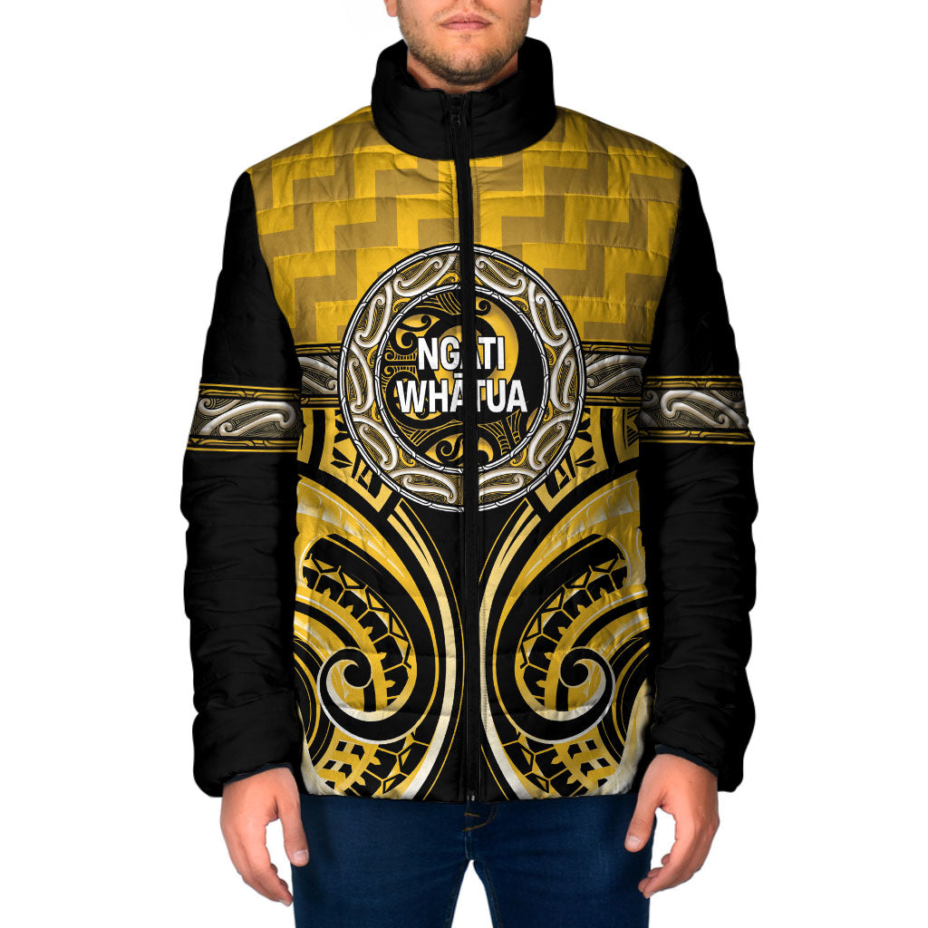 Aotearoa Ngati Whatua Personalised Padded Jacket Maori Iwi Poutama Puhoro Tattoo LT14 Men Yellow - Polynesian Pride