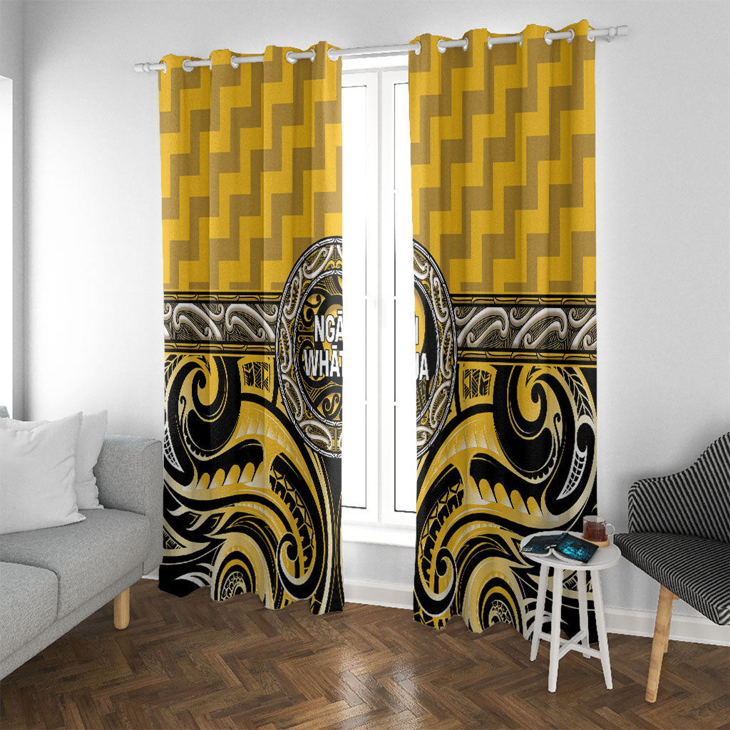 Aotearoa Ngati Whatua Window Curtain Maori Iwi Poutama Puhoro Tattoo LT14 With Grommets Yellow - Polynesian Pride