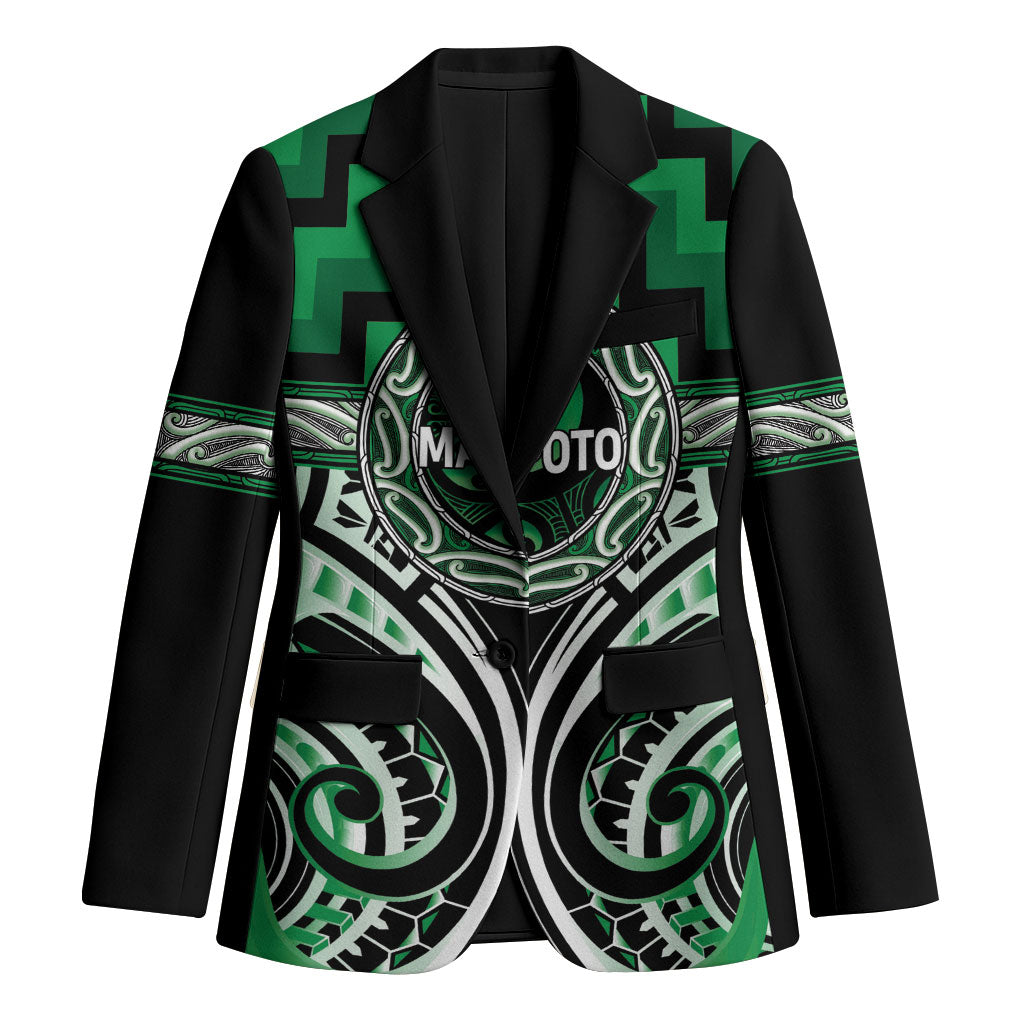 Aotearoa Ngati Maniapoto Personalised Blazer Maori Iwi Poutama Puhoro Tattoo LT14 Unisex Green - Polynesian Pride