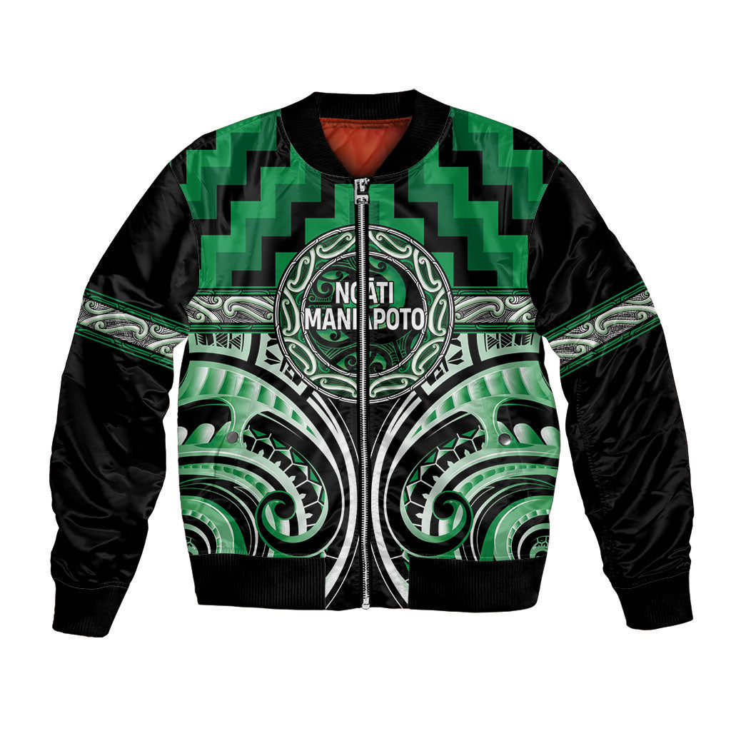 Aotearoa Ngati Maniapoto Personalised Bomber Jacket Maori Iwi Poutama Puhoro Tattoo LT14 Unisex Green - Polynesian Pride