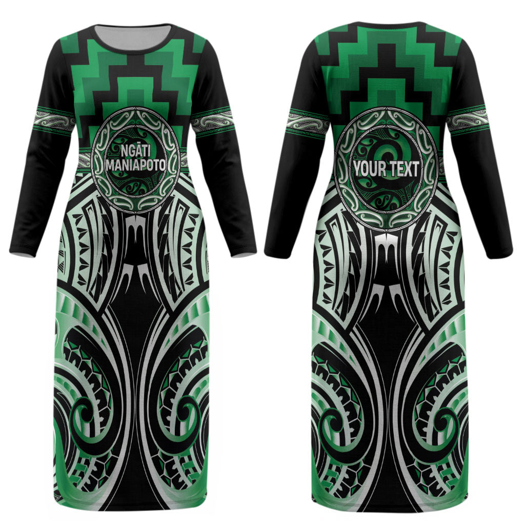 Aotearoa Ngati Maniapoto Personalised Couples Matching Long Sleeve Bodycon Dress and Hawaiian Shirt Maori Iwi Poutama Puhoro Tattoo LT14 - Polynesian Pride