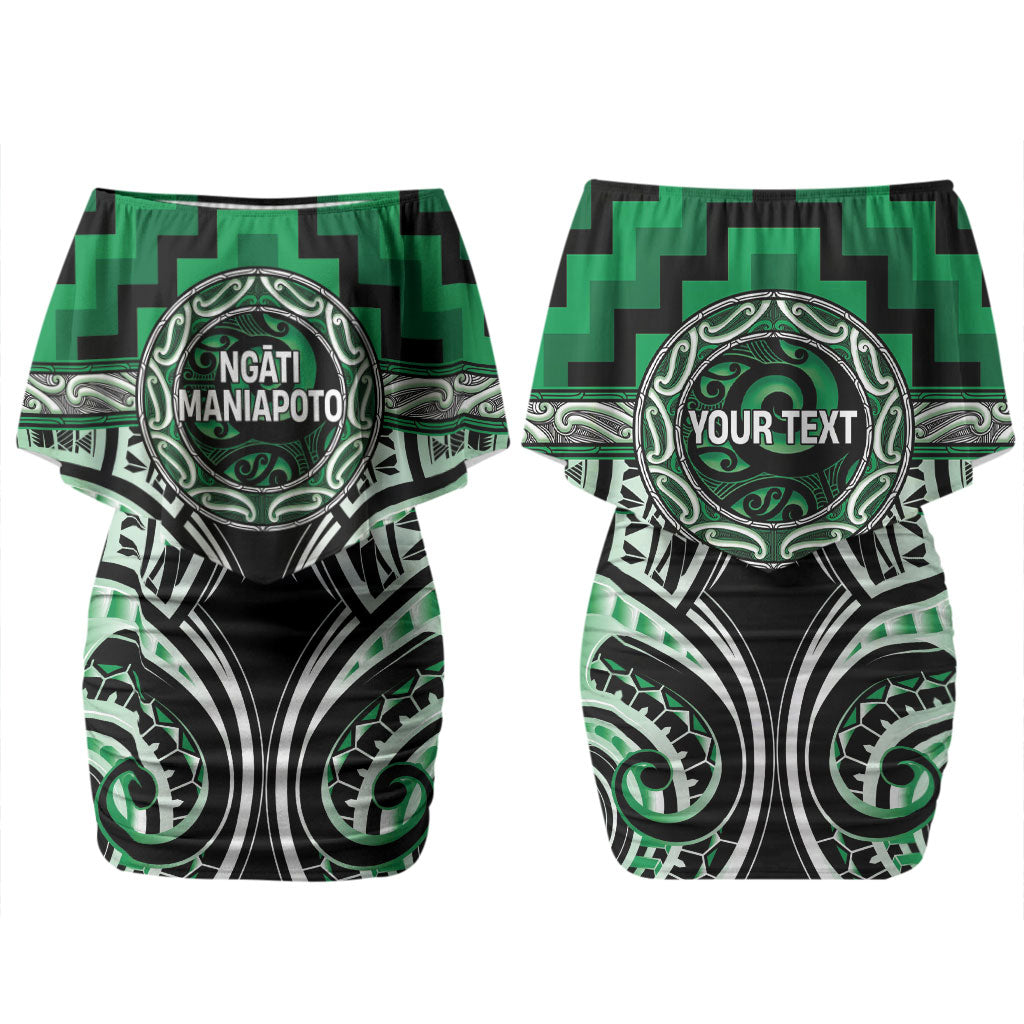Aotearoa Ngati Maniapoto Personalised Couples Matching Off Shoulder Short Dress and Hawaiian Shirt Maori Iwi Poutama Puhoro Tattoo LT14 - Polynesian Pride