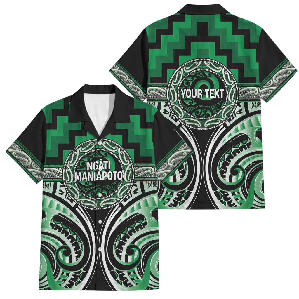 Aotearoa Ngati Maniapoto Personalised Family Matching Off The Shoulder Long Sleeve Dress and Hawaiian Shirt Maori Iwi Poutama Puhoro Tattoo LT14 Dad's Shirt - Short Sleeve Green - Polynesian Pride