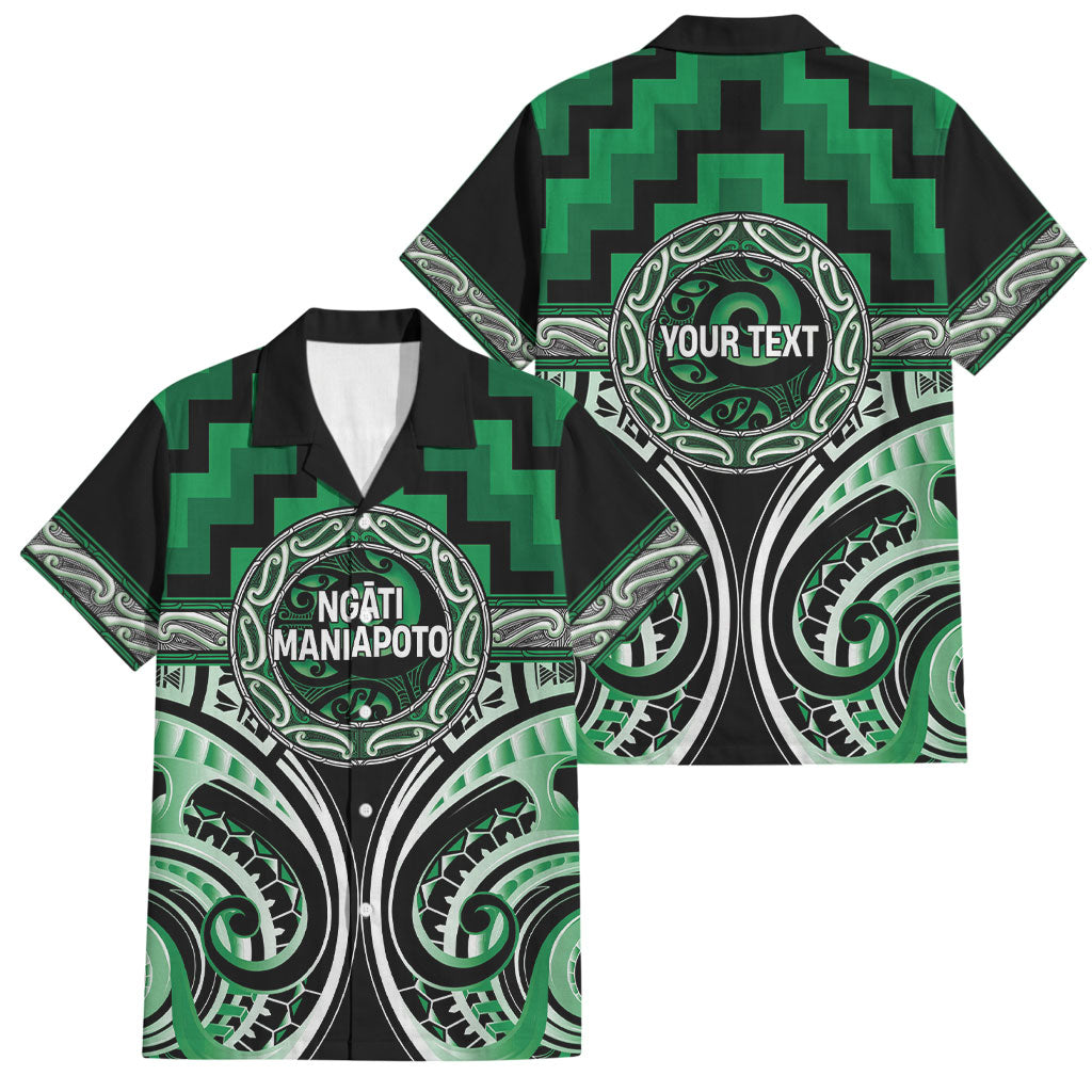 Aotearoa Ngati Maniapoto Personalised Family Matching Summer Maxi Dress and Hawaiian Shirt Maori Iwi Poutama Puhoro Tattoo LT14 Dad's Shirt - Short Sleeve Green - Polynesian Pride