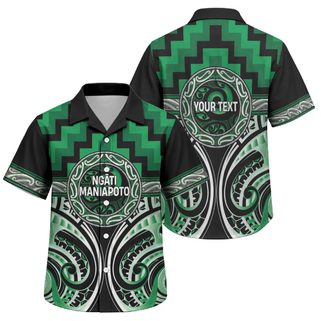 Aotearoa Ngati Maniapoto Personalised Family Matching Summer Maxi Dress and Hawaiian Shirt Maori Iwi Poutama Puhoro Tattoo LT14 Son's Shirt Green - Polynesian Pride