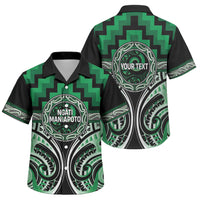 Aotearoa Ngati Maniapoto Personalised Family Matching Summer Maxi Dress and Hawaiian Shirt Maori Iwi Poutama Puhoro Tattoo LT14 Son's Shirt Green - Polynesian Pride