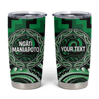 Aotearoa Ngati Maniapoto Personalised Tumbler Cup Maori Iwi Poutama Puhoro Tattoo LT14 Green - Polynesian Pride