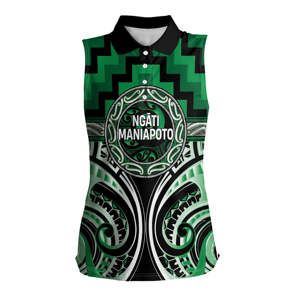 Aotearoa Ngati Maniapoto Personalised Women Sleeveless Polo Shirt Maori Iwi Poutama Puhoro Tattoo