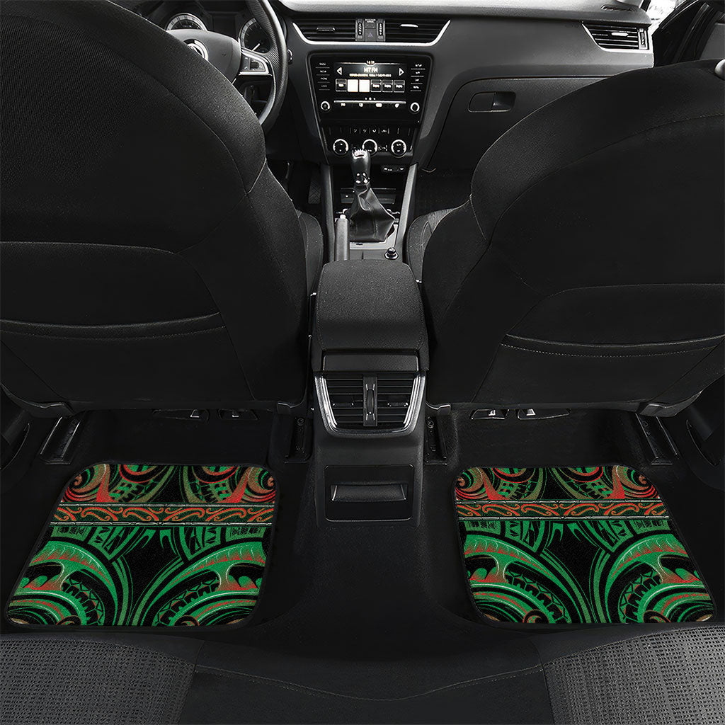 Aotearoa Ngai Tuhoe Personalised Car Mats Maori Iwi Poutama Puhoro Tattoo LT14 Set 2pcs - Back Green - Polynesian Pride
