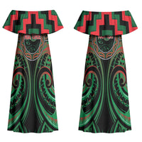 Aotearoa Ngai Tuhoe Personalised Couples Matching Off Shoulder Maxi Dress and Hawaiian Shirt Maori Iwi Poutama Puhoro Tattoo LT14 - Polynesian Pride