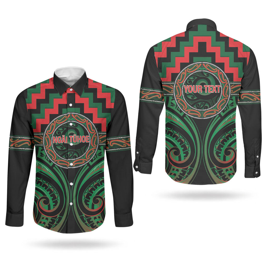Aotearoa Ngai Tuhoe Personalised Couples Matching Off The Shoulder Long Sleeve Dress and Long Sleeve Button Shirt Maori Iwi Poutama Puhoro Tattoo LT14 - Polynesian Pride