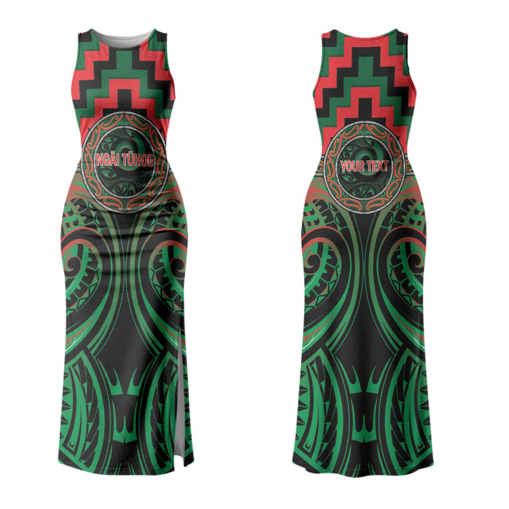 Aotearoa Ngai Tuhoe Personalised Family Matching Tank Maxi Dress and Hawaiian Shirt Maori Iwi Poutama Puhoro Tattoo LT14 Mom's Dress Green - Polynesian Pride