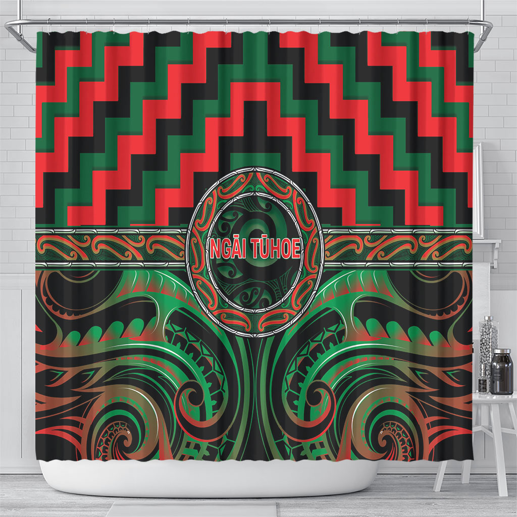 Aotearoa Ngai Tuhoe Shower Curtain Maori Iwi Poutama Puhoro Tattoo LT14 - Polynesian Pride