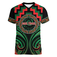 Aotearoa Ngai Tuhoe Personalised Women V-Neck T-Shirt Maori Iwi Poutama Puhoro Tattoo LT14 Female Green - Polynesian Pride