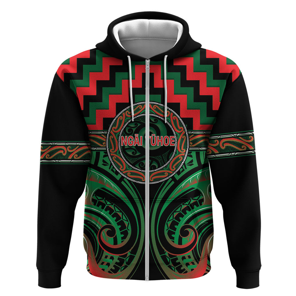 Aotearoa Ngai Tuhoe Personalised Zip Hoodie Maori Iwi Poutama Puhoro Tattoo LT14 Zip Hoodie Green - Polynesian Pride
