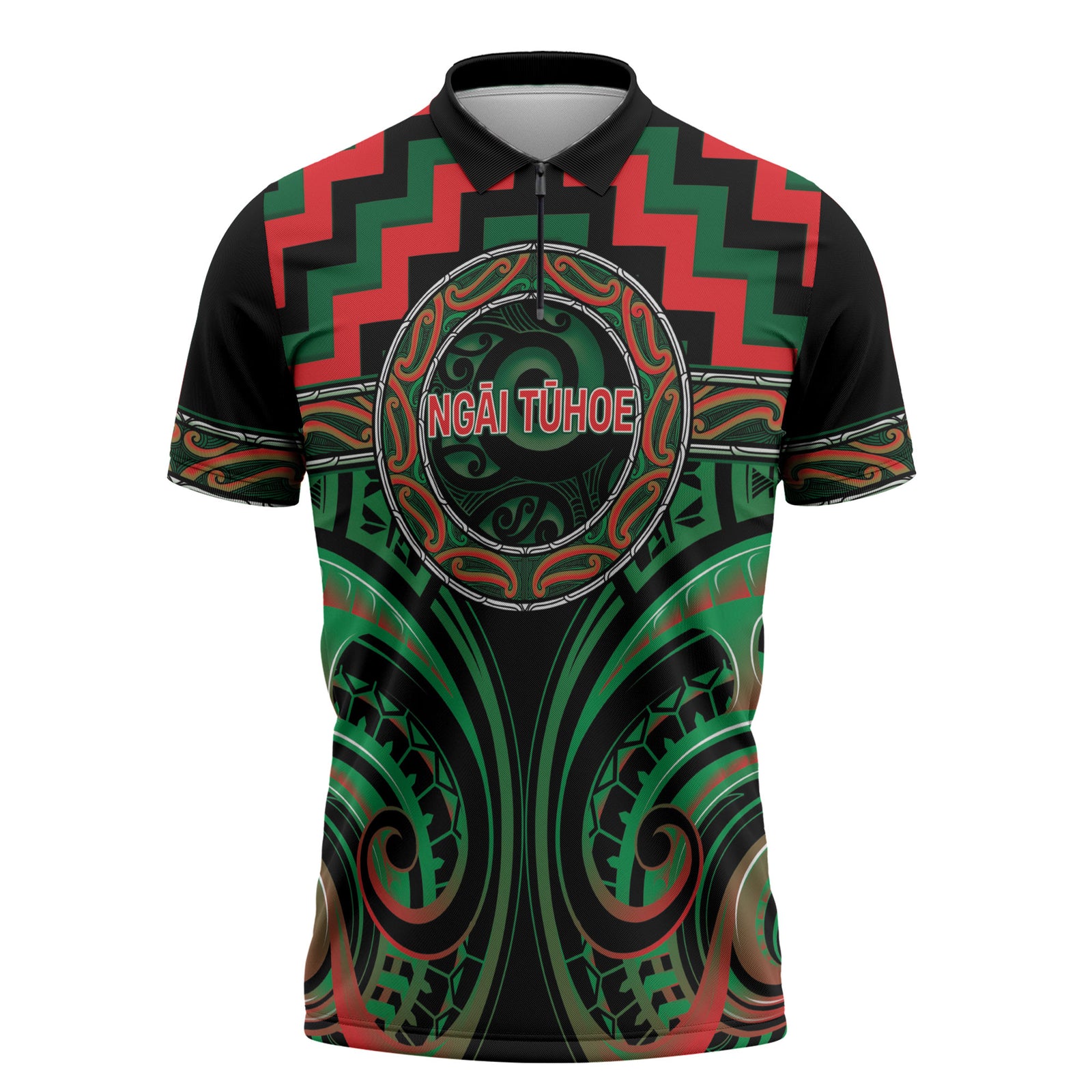 Aotearoa Ngai Tuhoe Personalised Zipper Polo Shirt Maori Iwi Poutama Puhoro Tattoo