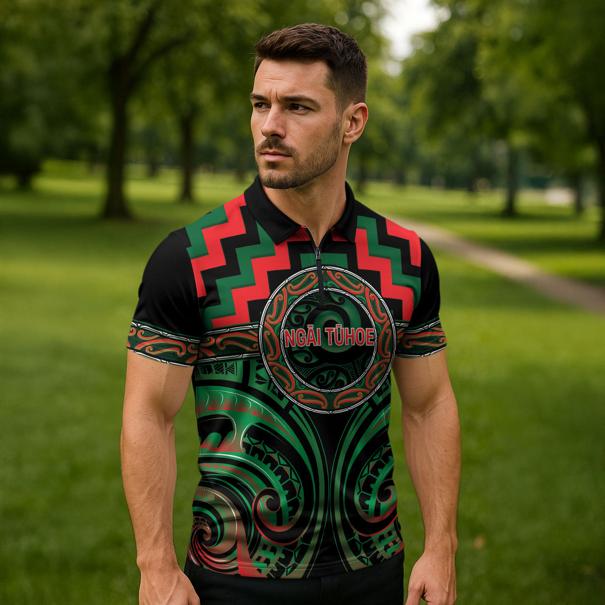 Aotearoa Ngai Tuhoe Personalised Zipper Polo Shirt Maori Iwi Poutama Puhoro Tattoo LT14 - Polynesian Pride