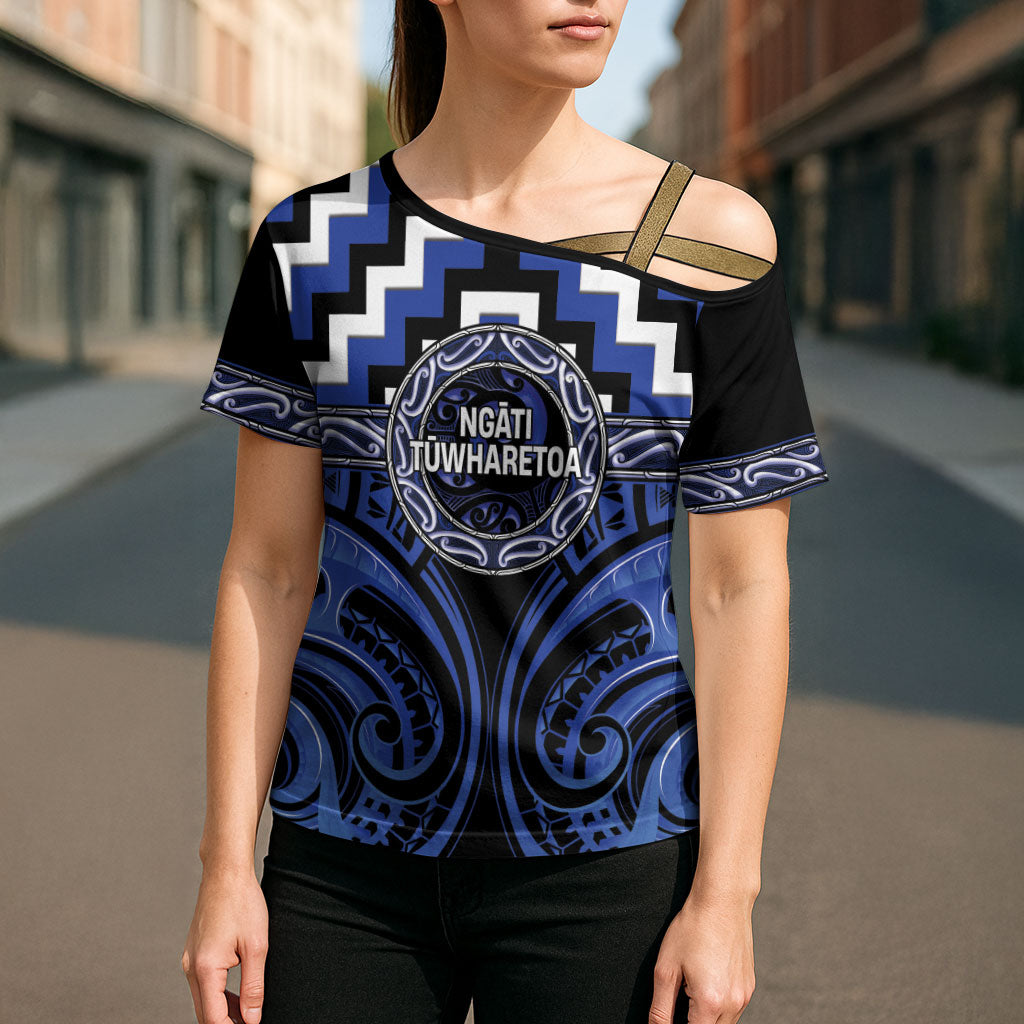 Aotearoa Ngati Tuwharetoa Personalised Cross Shoulder Shirt Maori Iwi Poutama Puhoro Tattoo LT14 - Polynesian Pride