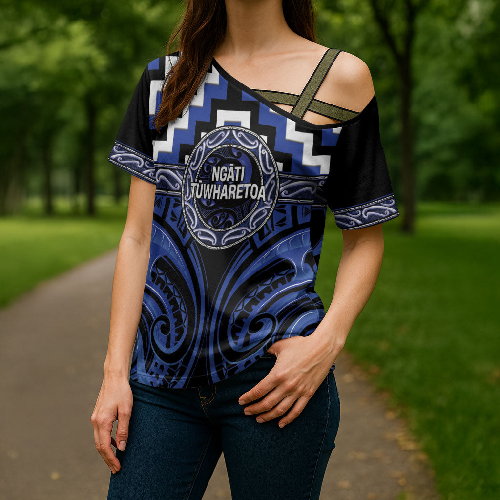 Aotearoa Ngati Tuwharetoa Personalised Cross Shoulder Shirt Maori Iwi Poutama Puhoro Tattoo LT14 - Polynesian Pride