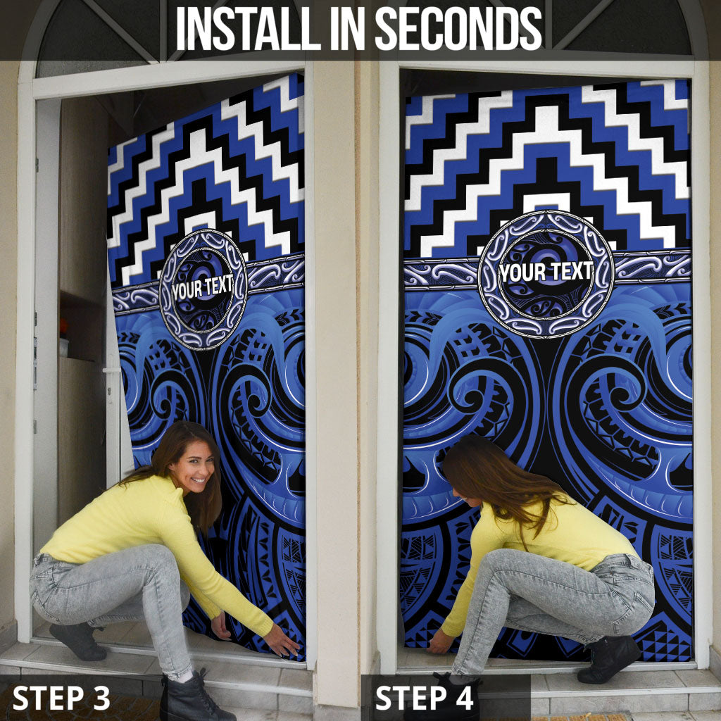 Aotearoa Ngati Tuwharetoa Personalised Door Cover Maori Iwi Poutama Puhoro Tattoo LT14 - Polynesian Pride