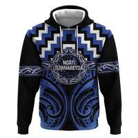 Aotearoa Ngati Tuwharetoa Personalised Hoodie Maori Iwi Poutama Puhoro Tattoo LT14 Pullover Hoodie Blue - Polynesian Pride