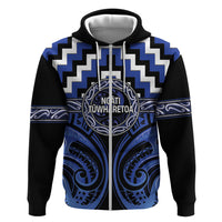 Aotearoa Ngati Tuwharetoa Personalised Hoodie Maori Iwi Poutama Puhoro Tattoo LT14 Zip Hoodie Blue - Polynesian Pride