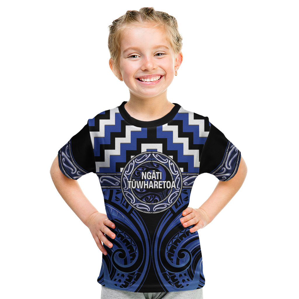 Aotearoa Ngati Tuwharetoa Personalised Kid T Shirt Maori Iwi Poutama Puhoro Tattoo
