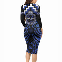 Aotearoa Ngati Tuwharetoa Personalised Long Sleeve Bodycon Dress Maori Iwi Poutama Puhoro Tattoo LT14 - Polynesian Pride
