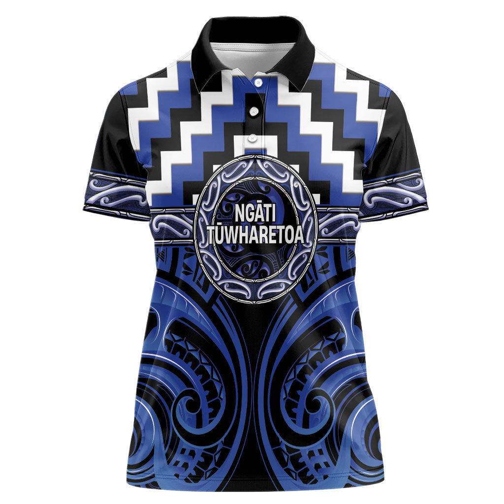 Aotearoa Ngati Tuwharetoa Personalised Women Polo Shirt Maori Iwi Poutama Puhoro Tattoo