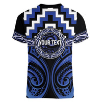 Aotearoa Ngati Tuwharetoa Personalised Women V-Neck T-Shirt Maori Iwi Poutama Puhoro Tattoo LT14 - Polynesian Pride