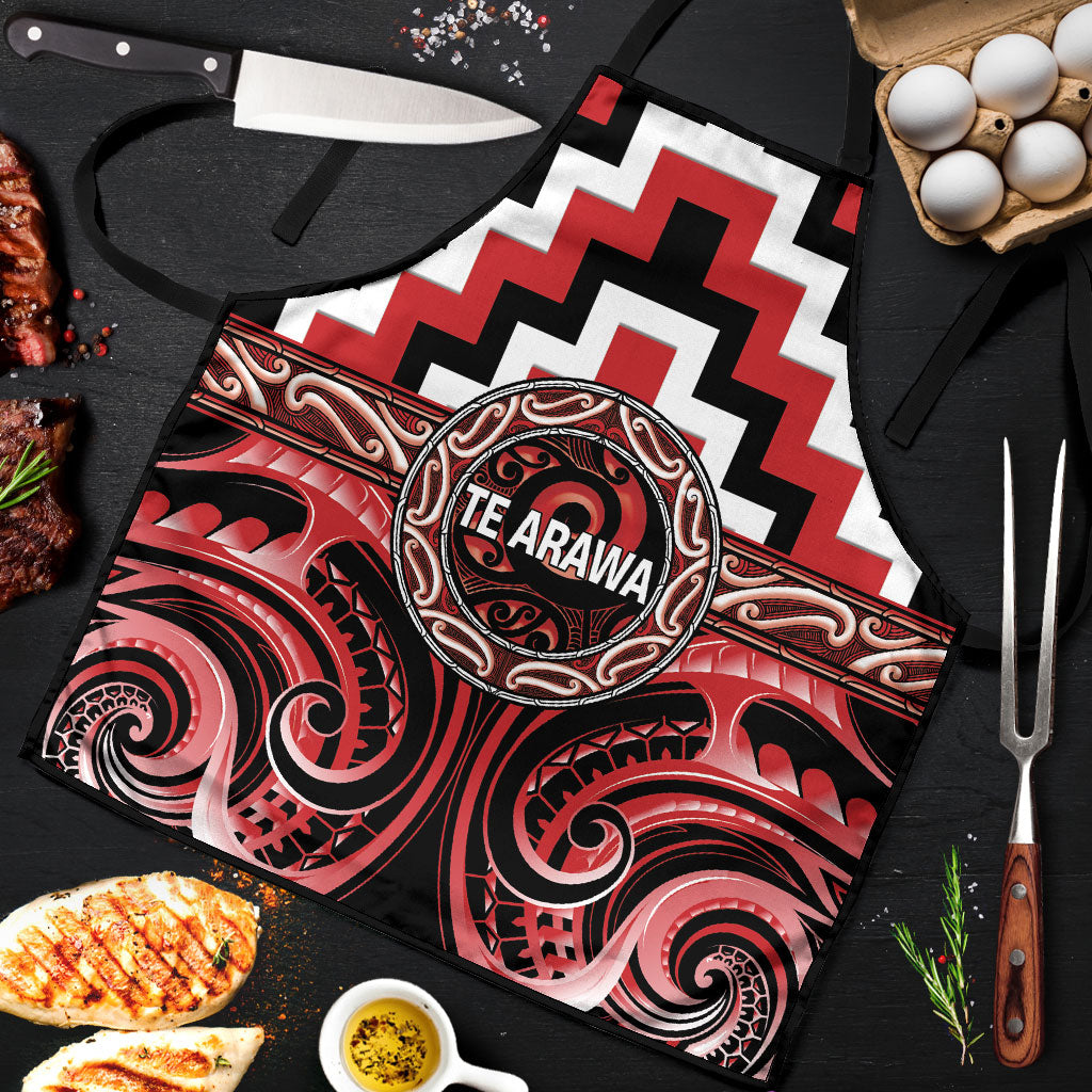 Aotearoa Te Arawa Apron Maori Iwi Poutama Puhoro Tattoo LT14 Red - Polynesian Pride