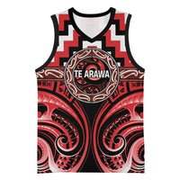 Aotearoa Te Arawa Personalised Basketball Jersey Maori Iwi Poutama Puhoro Tattoo LT14 Unisex Red - Polynesian Pride